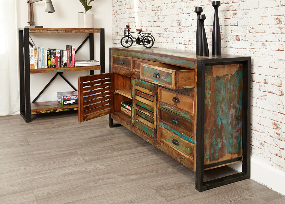 Large Sideboard : Large  large sideboard. Made from reclaimed wood salvaged from old buildings in southern India. Part of the   range, colourful furniture for stylish living.