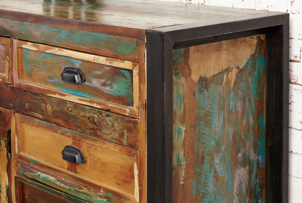 Large Sideboard : Large  large sideboard. Made from reclaimed wood salvaged from old buildings in southern India. Part of the   range, colourful furniture for stylish living.