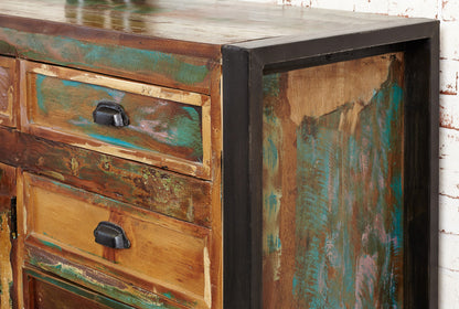 Large Sideboard : Large  large sideboard. Made from reclaimed wood salvaged from old buildings in southern India. Part of the   range, colourful furniture for stylish living.