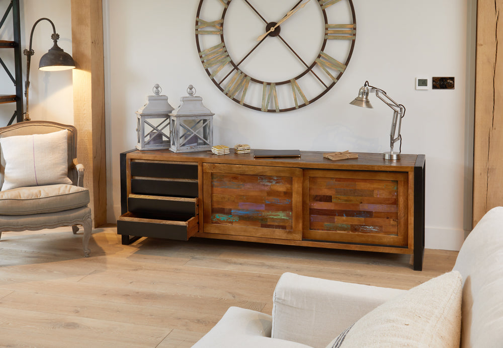 Ultra Large Sideboard :  Ultra Large Sideboard. Made from reclaimed wood salvaged from old buildings in southern India. Part of the   range, colourful furniture for stylish living.