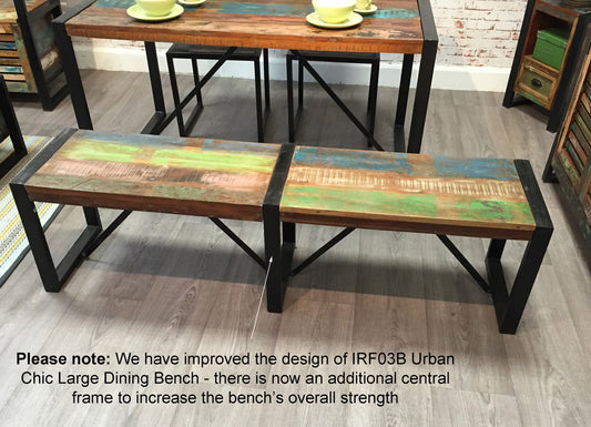 Large Dining Bench :  dining bench. Made from reclaimed wood salvaged from old buildings in southern India. Part of the   range, colourful furniture for stylish living.