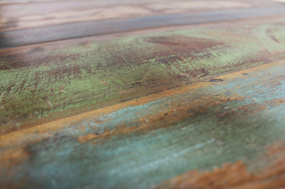 Round Dining Table  (100cm x 100cm) :  round dining table. Made from reclaimed wood salvaged from old buildings in southern India. Part of the   range, colourful furniture for stylish living.