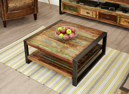 Square Coffee Table :  square coffee table. Made from reclaimed wood salvaged from old buildings in southern India. Part of the   collection, colourful furniture for stylish living.