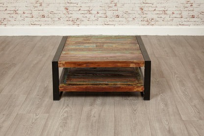 Square Coffee Table :  square coffee table. Made from reclaimed wood salvaged from old buildings in southern India. Part of the   collection, colourful furniture for stylish living.