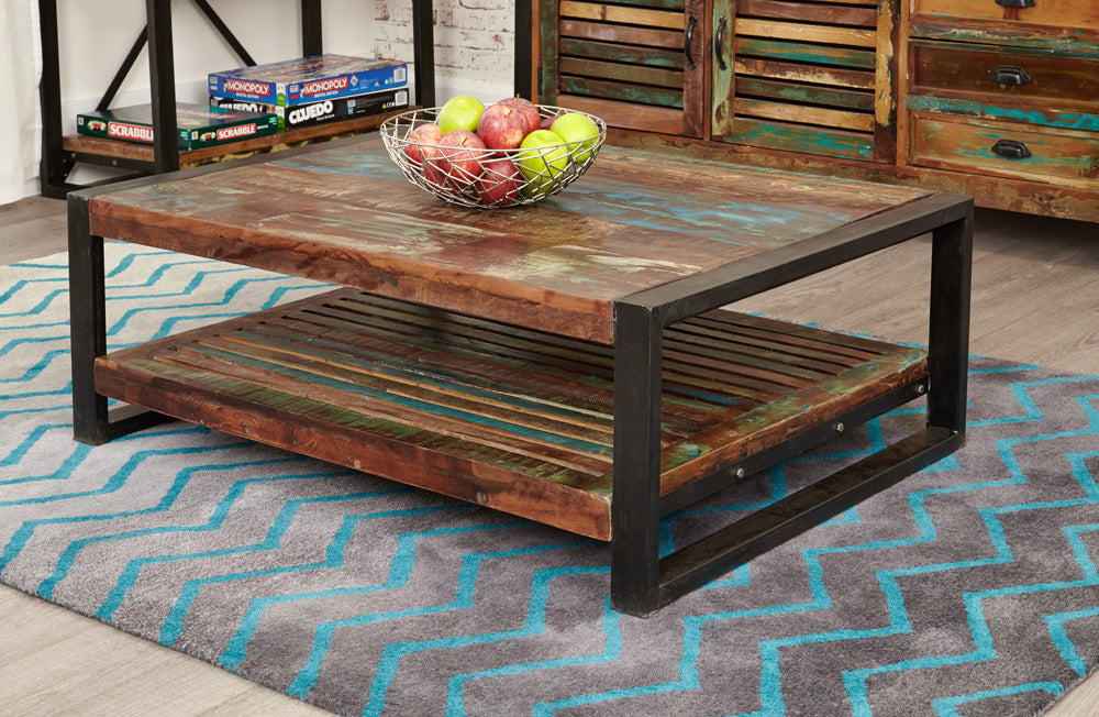 Rectangular Coffee Table :  rectangular coffee table. Made from reclaimed wood salvaged from old  and buildings in southern India. Part of the   collection, colourful furniture for stylish living.
