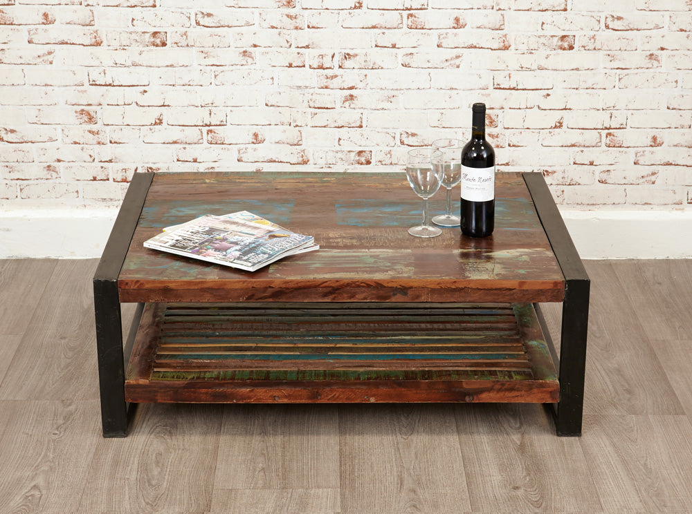 Rectangular Coffee Table :  rectangular coffee table. Made from reclaimed wood salvaged from old  and buildings in southern India. Part of the   collection, colourful furniture for stylish living.