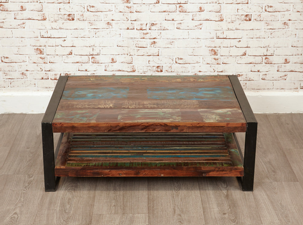Rectangular Coffee Table :  rectangular coffee table. Made from reclaimed wood salvaged from old  and buildings in southern India. Part of the   collection, colourful furniture for stylish living.