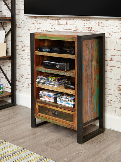 Entertainment Cabinet :  entertainment cabinet. Made from reclaimed wood salvaged from old buildings in southern India. Part of the   collection, colourful furniture for stylish living.