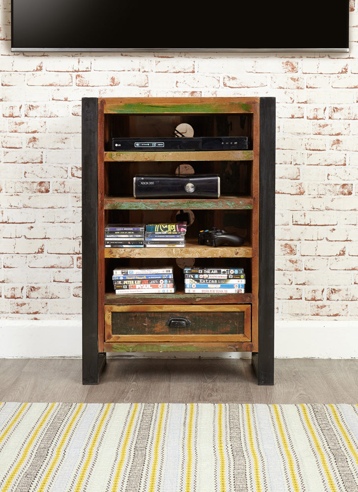 Entertainment Cabinet :  entertainment cabinet. Made from reclaimed wood salvaged from old buildings in southern India. Part of the   collection, colourful furniture for stylish living.