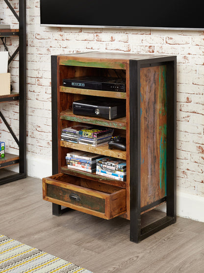 Entertainment Cabinet :  entertainment cabinet. Made from reclaimed wood salvaged from old buildings in southern India. Part of the   collection, colourful furniture for stylish living.