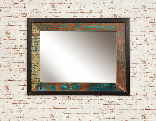 Mirror  large (Hangs landscape or portrait) :  mirror large. hangs landscape or portrait Made from reclaimed wood salvaged from old buildings in southern India. Part of the   range, colourful furniture for stylish living.