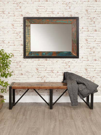 Mirror  large (Hangs landscape or portrait) :  mirror large. hangs landscape or portrait Made from reclaimed wood salvaged from old buildings in southern India. Part of the   range, colourful furniture for stylish living.