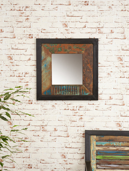 Mirror  small (Hangs landscape or portrait) : small  mirror. hangs landscape or portrait Made from reclaimed wood salvaged from old buildings in southern India. Part of the   range, colourful furniture for stylish living.