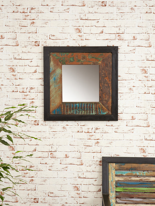 Mirror  small (Hangs landscape or portrait) : small  mirror. hangs landscape or portrait Made from reclaimed wood salvaged from old buildings in southern India. Part of the   range, colourful furniture for stylish living.