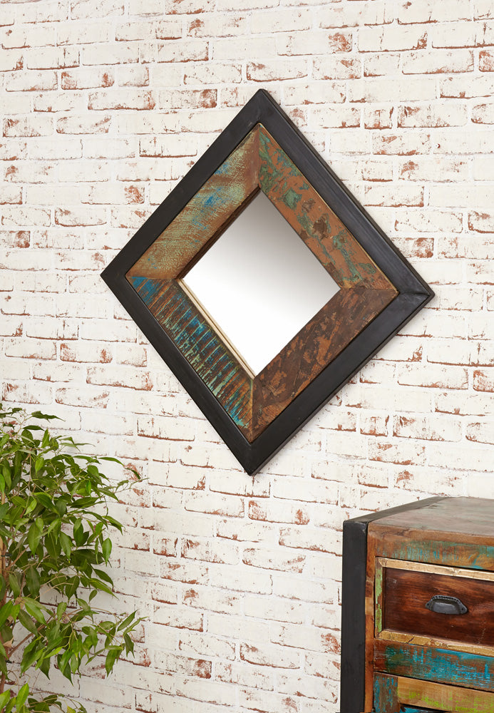 Mirror  small (Hangs landscape or portrait) : small  mirror. hangs landscape or portrait Made from reclaimed wood salvaged from old buildings in southern India. Part of the   range, colourful furniture for stylish living.
