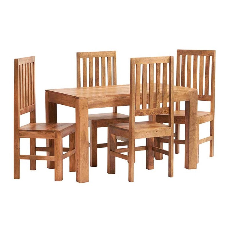 LIGHT MANGO 4FT DINING SET WITH WOODEN CHAIRS