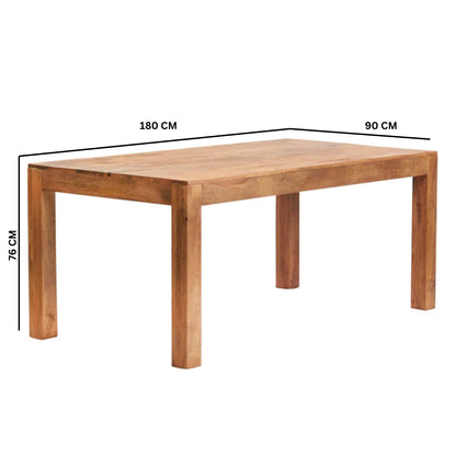 LIGHT MANGO 6FT DINING SET WITH BENCH & 4 WOODEN CHAIRS