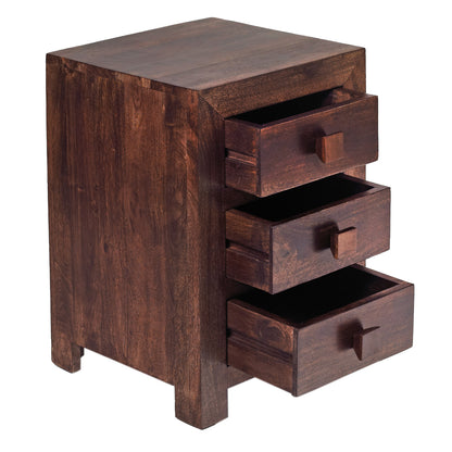DARK MANGO 3 DRAWER BEDSIDE 
