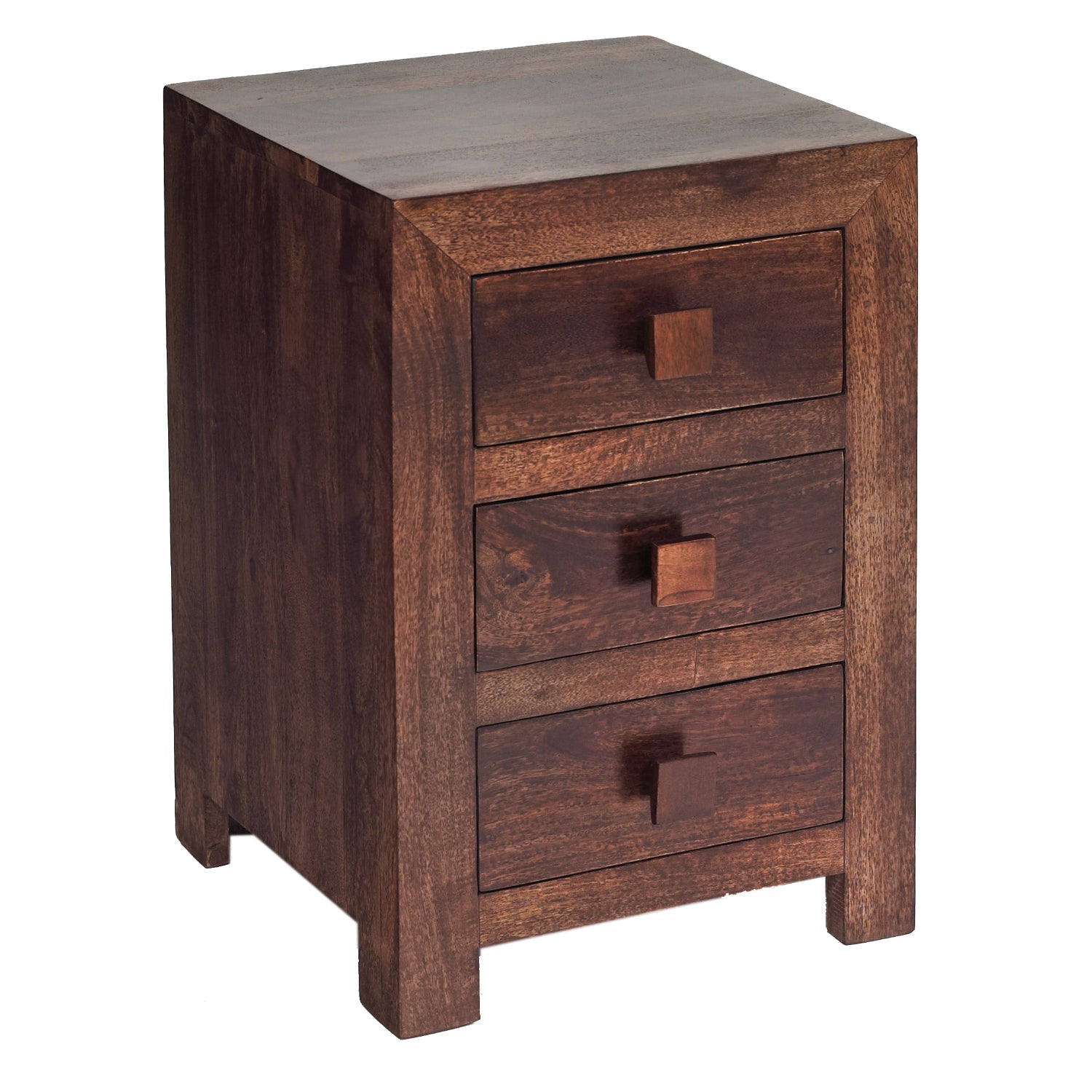DARK MANGO 3 DRAWER BEDSIDE 