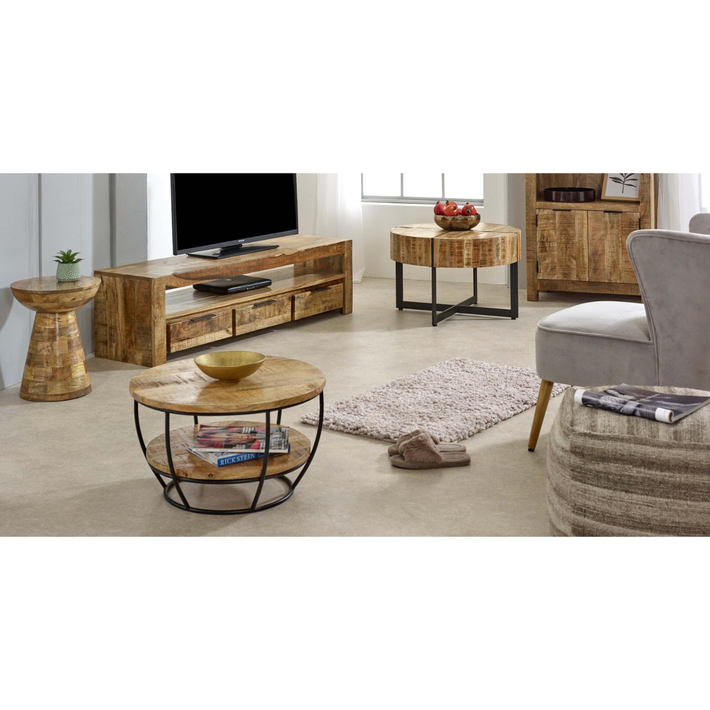 Solid Wood Large Tvc With 3 Drawers