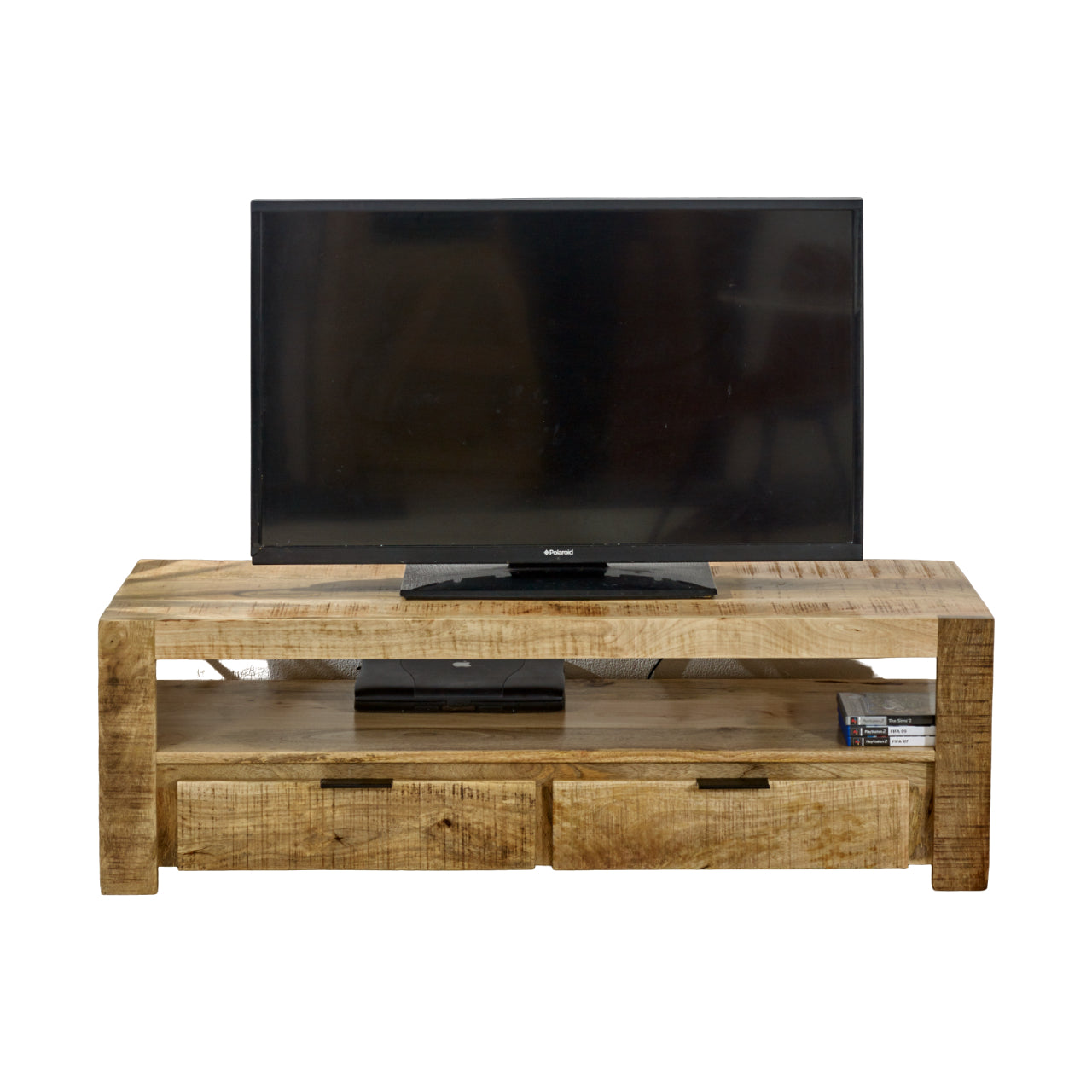 Solid Wood Tv Stand With 2 Drawers