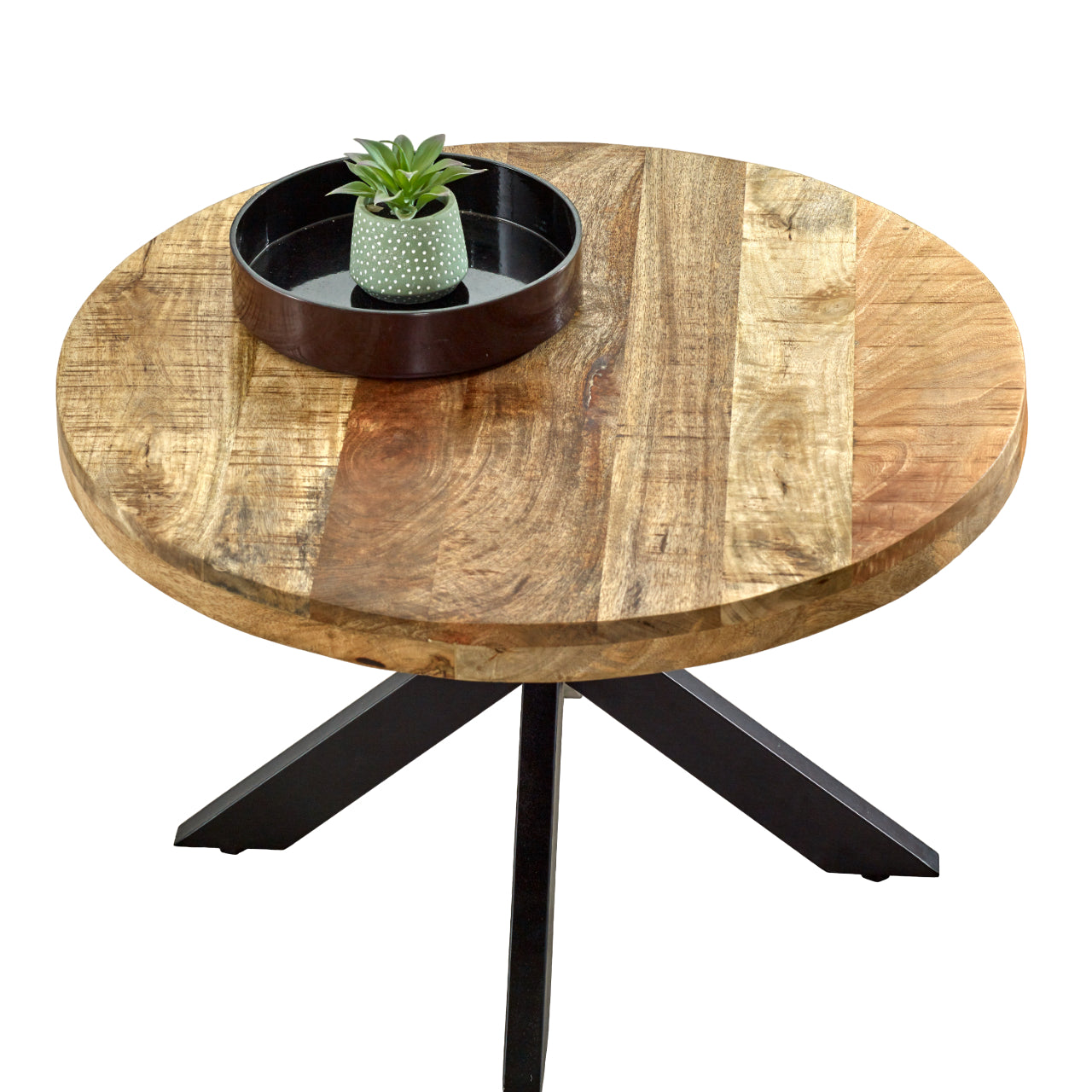 Solid Wood Coffee Table With Metal Spider Legs