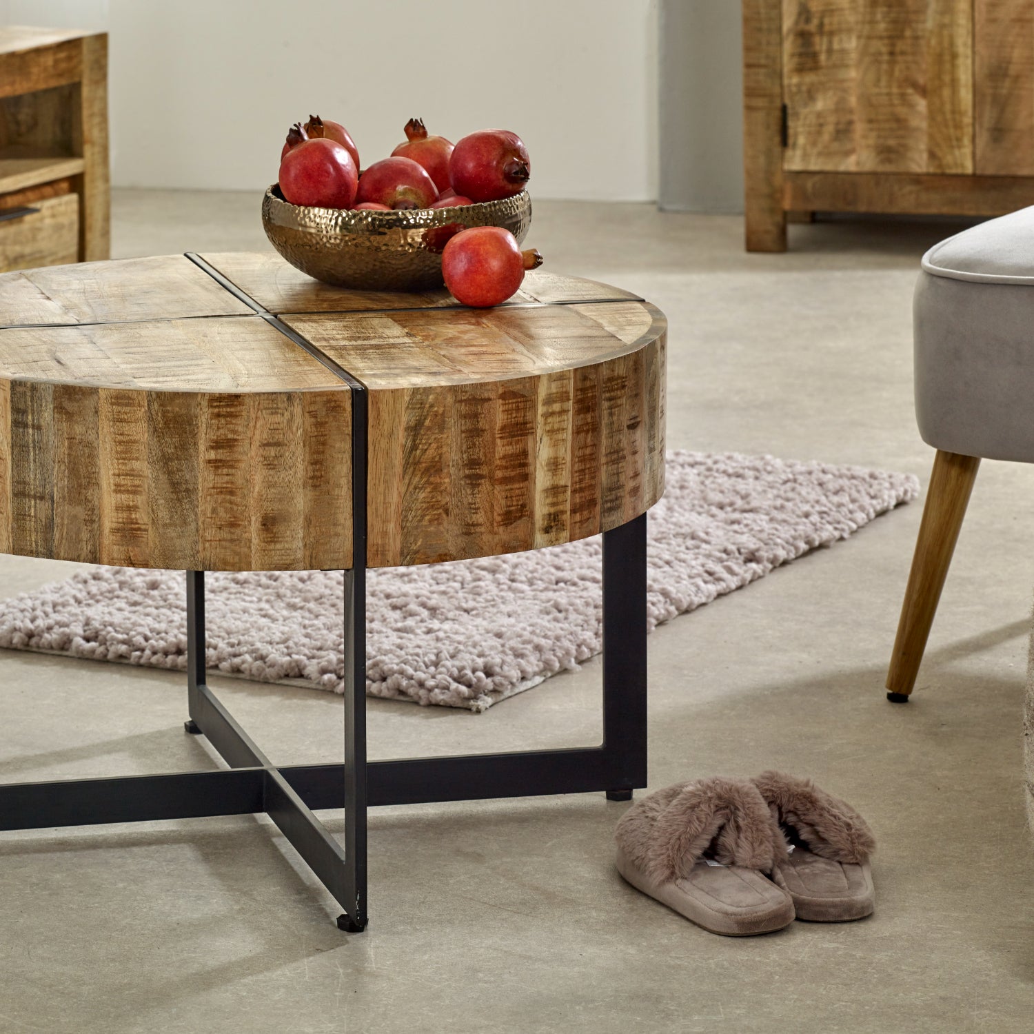 Solid Wood Coffee Table With Metal Legs