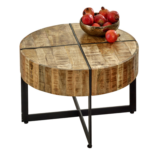 Solid Wood Coffee Table With Metal Legs