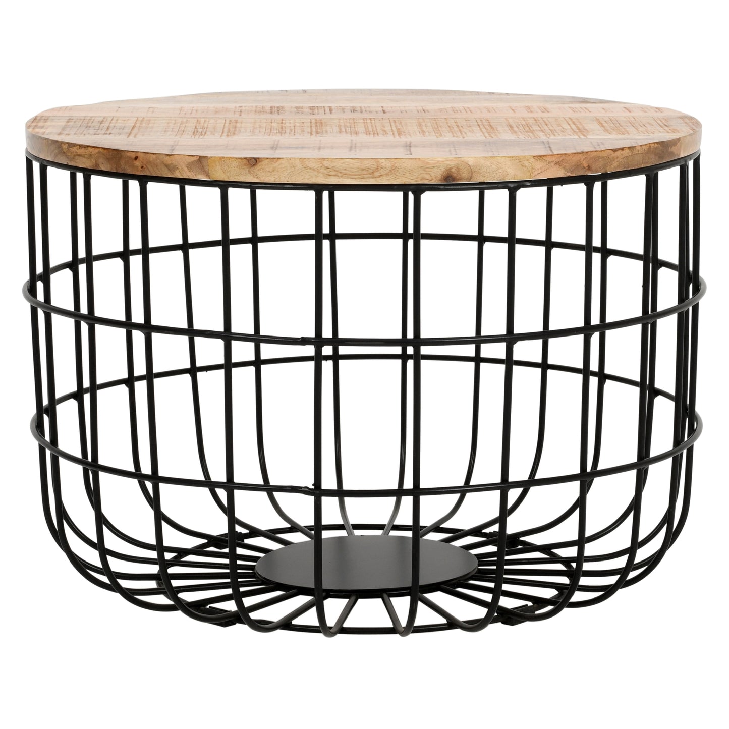 Solid Wood & Metal Wire Coffee Table