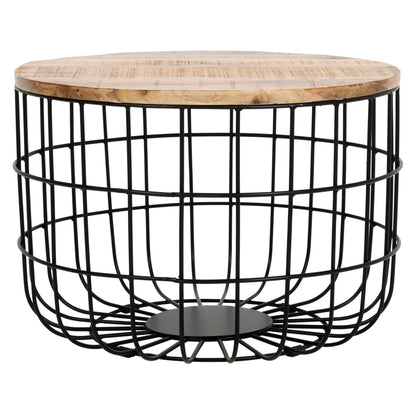 Solid Wood & Metal Wire Coffee Table