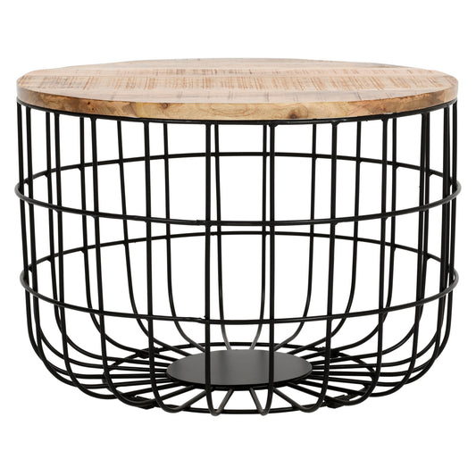Solid Wood & Metal Wire Coffee Table
