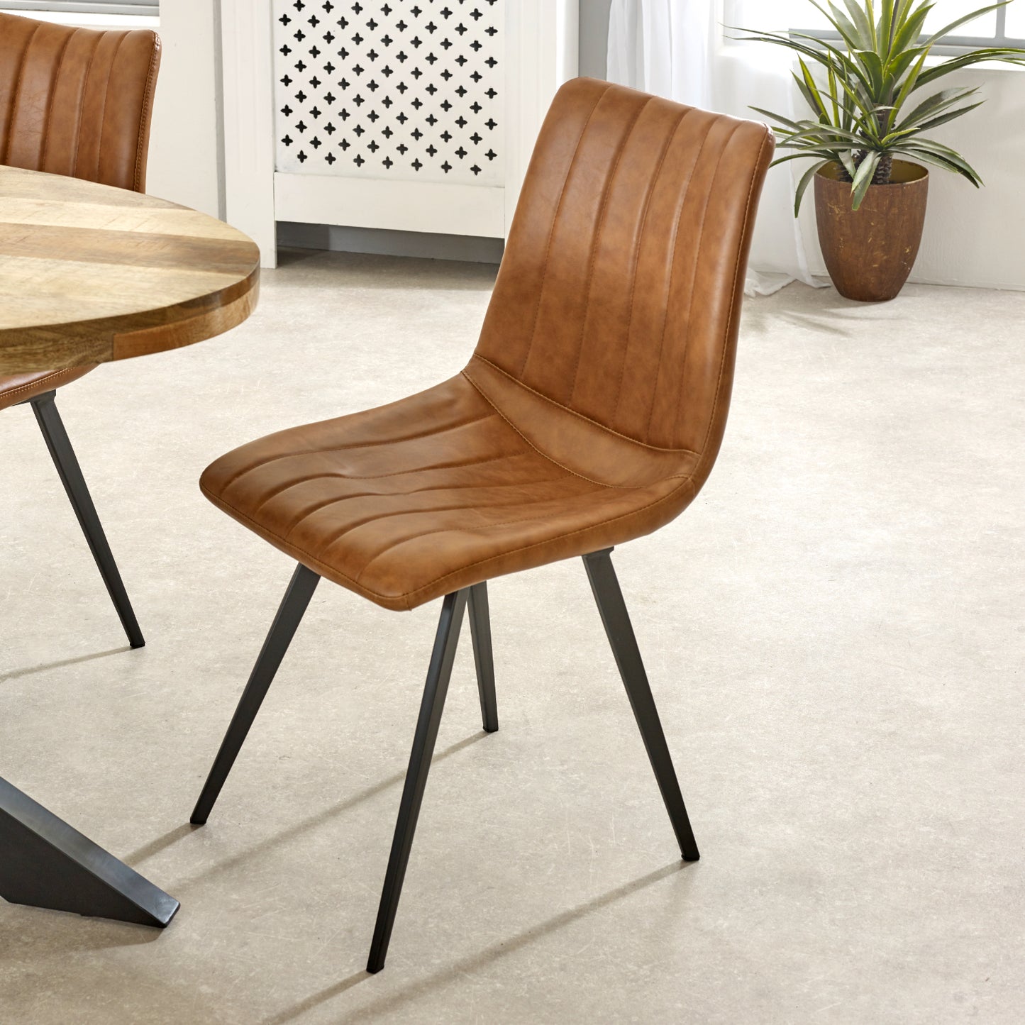 Solid Wood & Metal Oval Dining Table 6-8 Seater