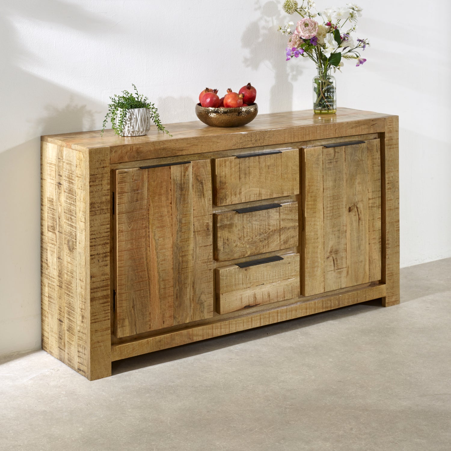 Solid Wood Large Sideboard 2 Door 3 Drawer