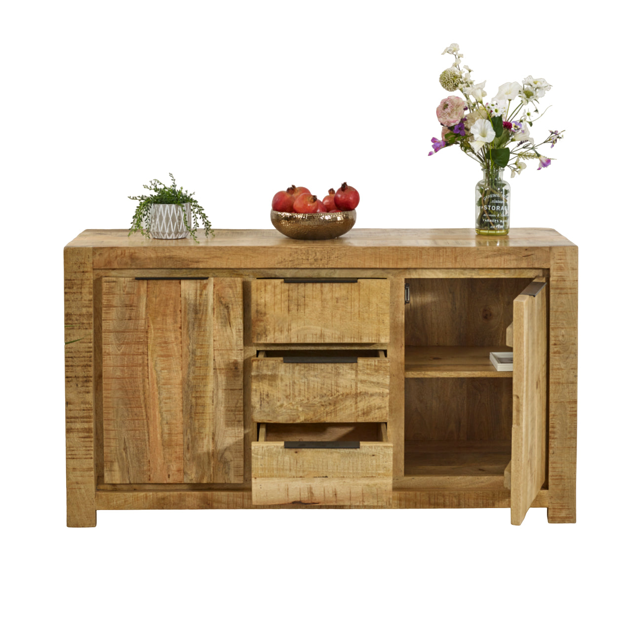 Solid Wood Large Sideboard 2 Door 3 Drawer
