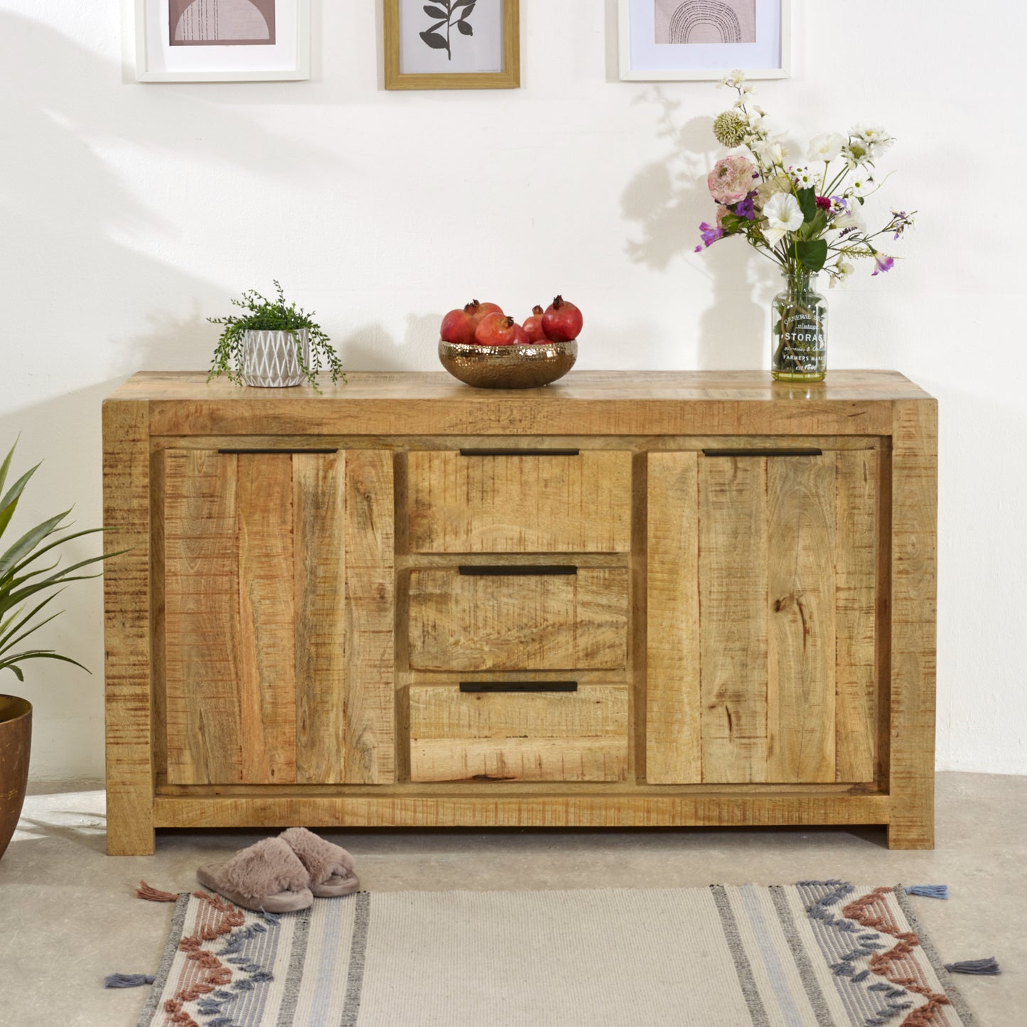 Solid Wood Large Sideboard 2 Door 3 Drawer