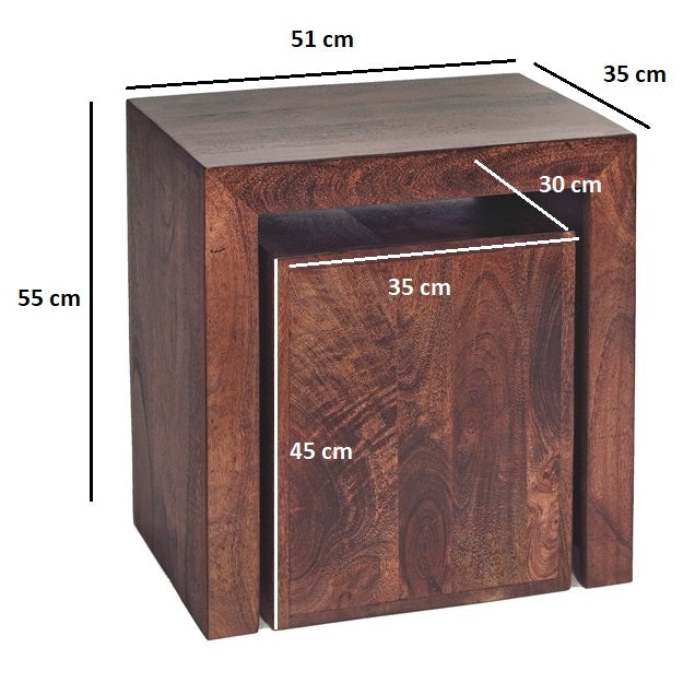 DARK MANGO CUBED NEST OF 2 TABLES 