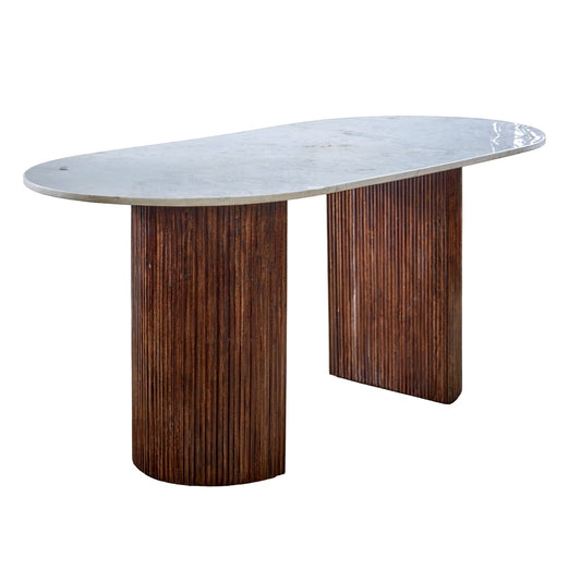 Mango Wood Dining Table 170Cm With Marble Top