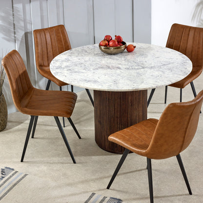 Mango Wood Dining Table Round With Marble Top