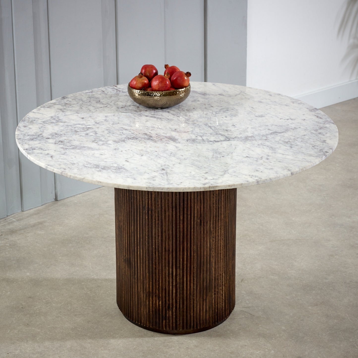 Mango Wood Dining Table Round With Marble Top