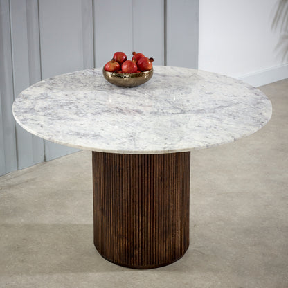 Mango Wood Dining Table Round With Marble Top