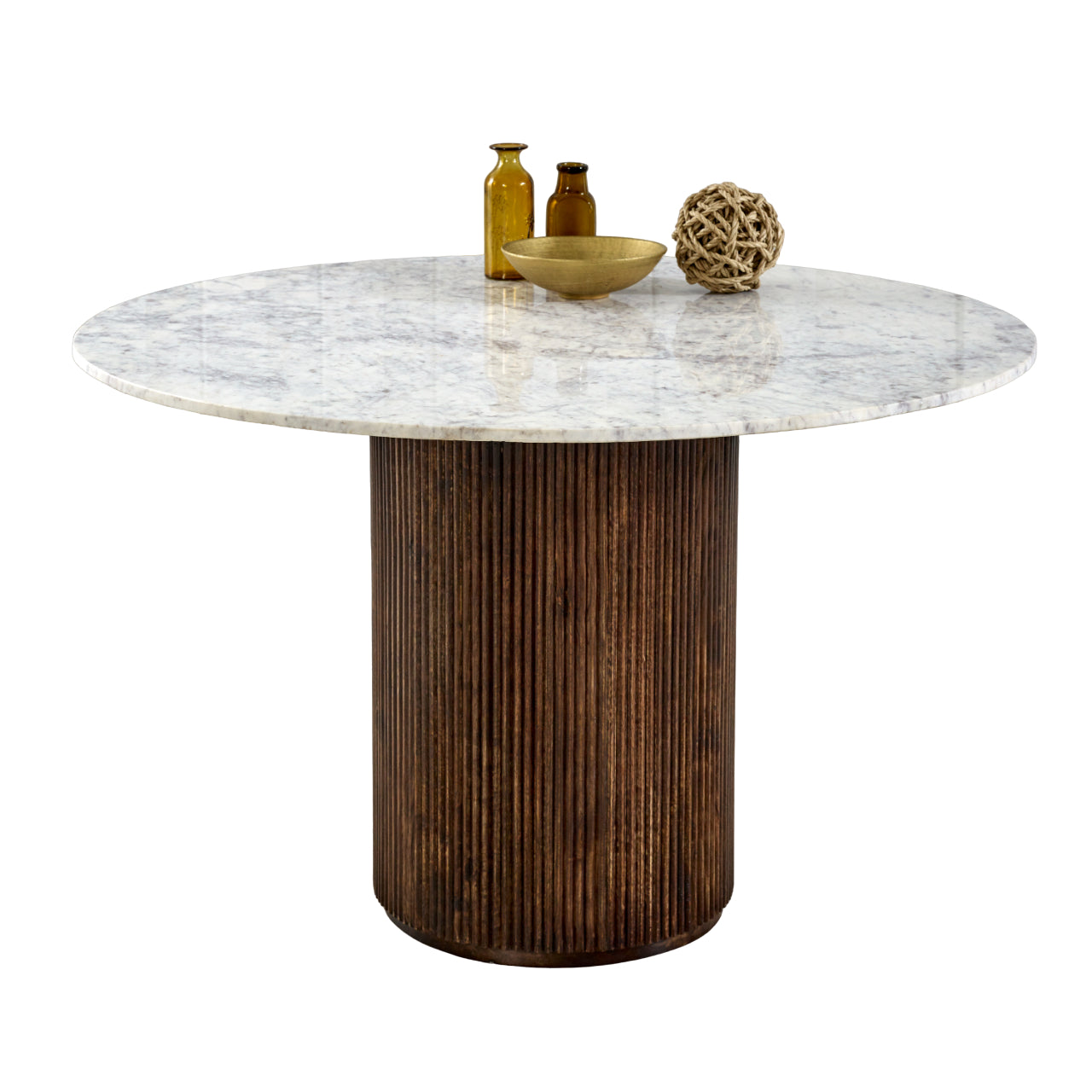 Mango Wood Dining Table Round With Marble Top