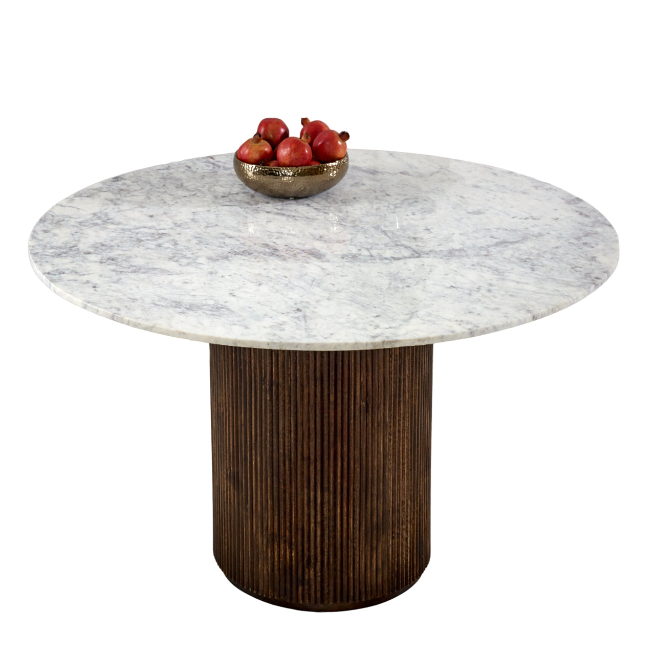 Mango Wood Dining Table Round With Marble Top