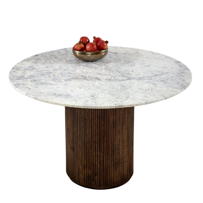 Mango Wood Dining Table Round With Marble Top