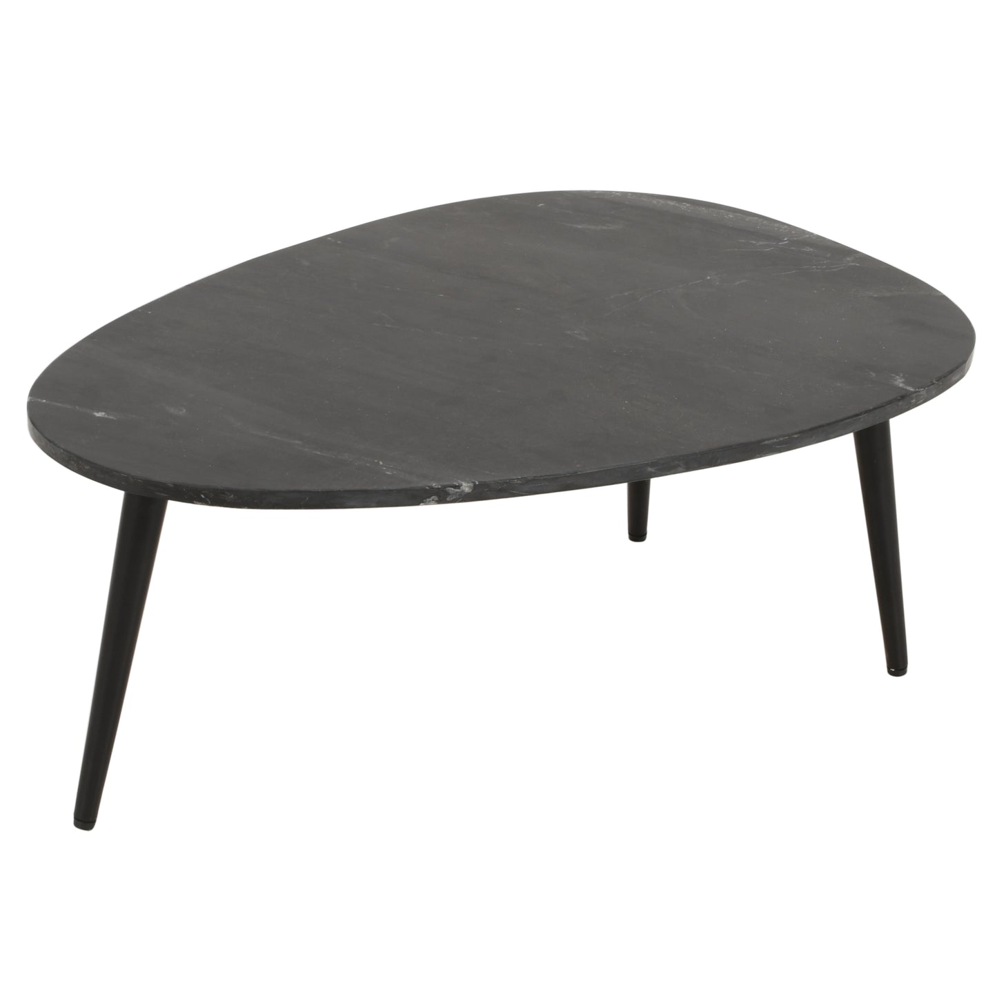 Coffee Table With Black Marble Top & Metal Legs