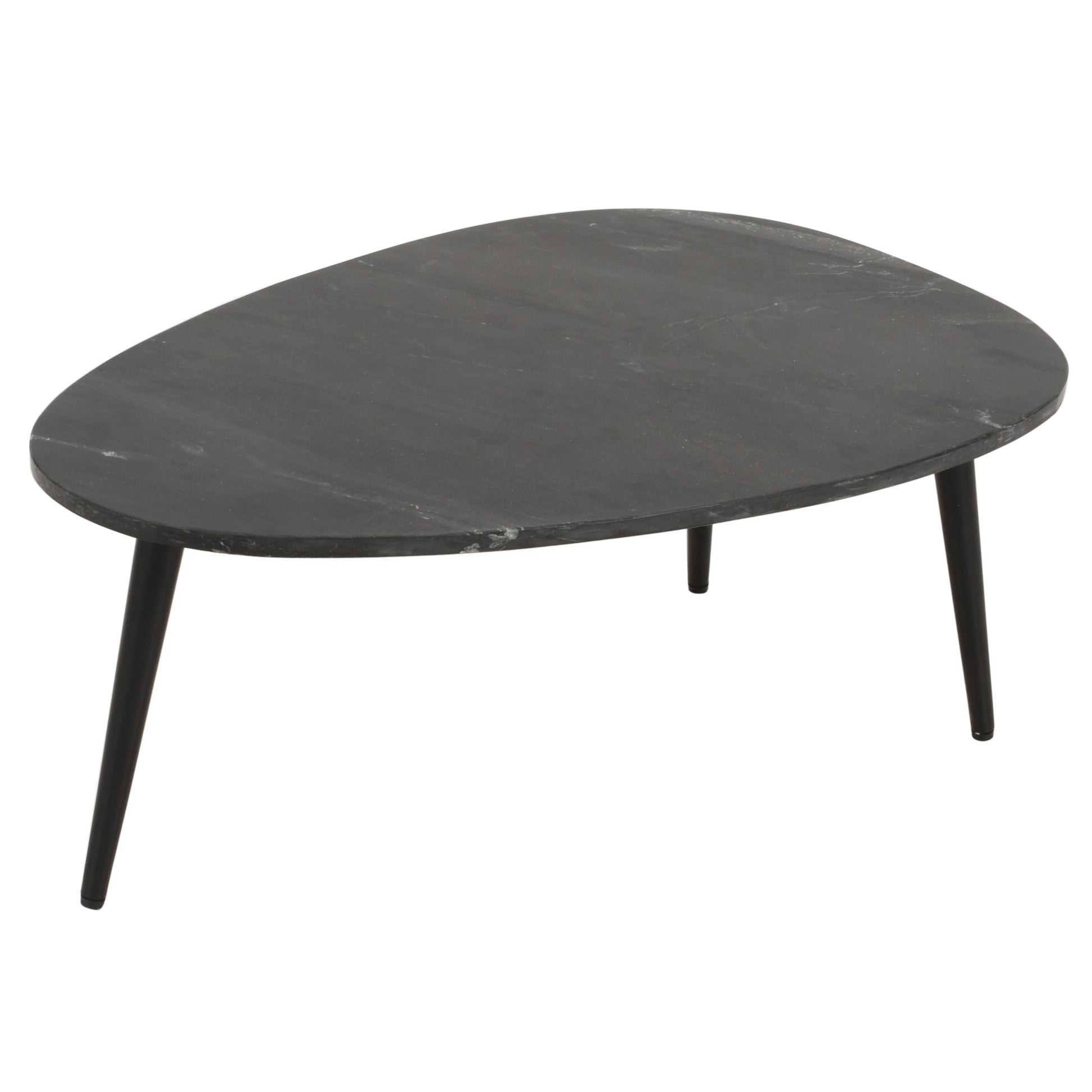 Coffee Table With Black Marble Top & Metal Legs