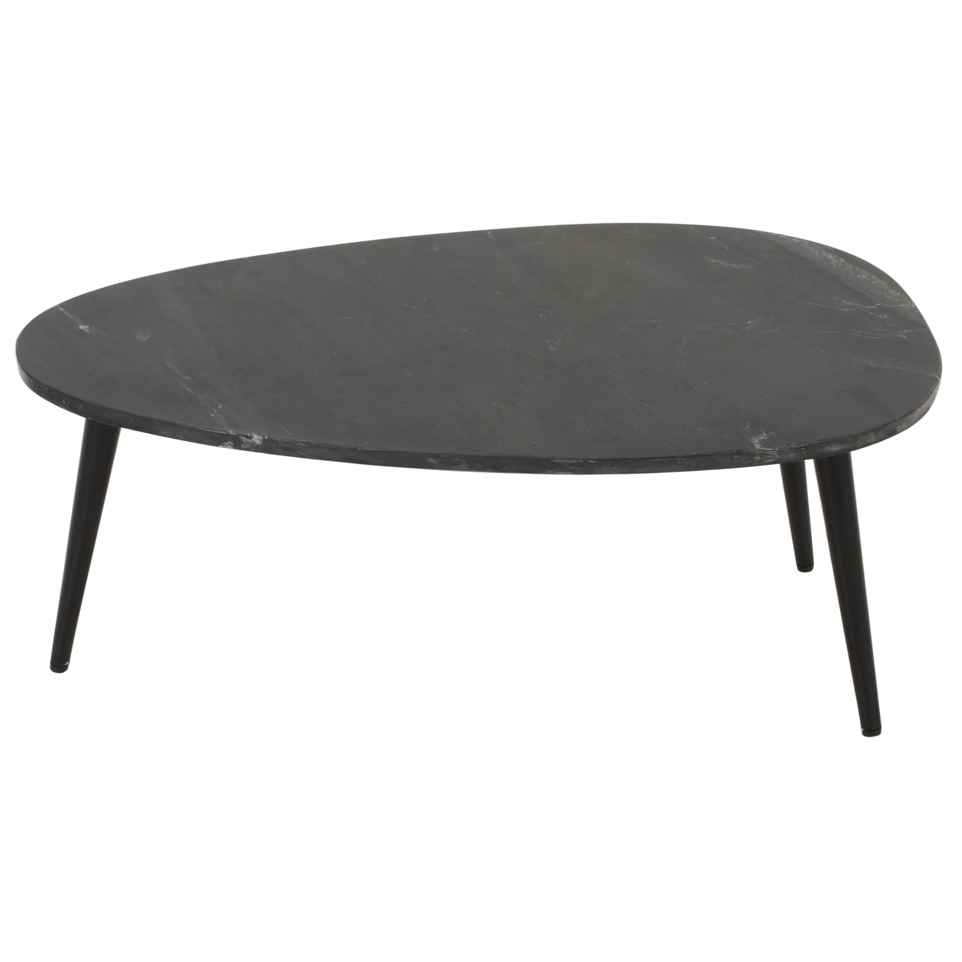 Coffee Table With Black Marble Top & Metal Legs
