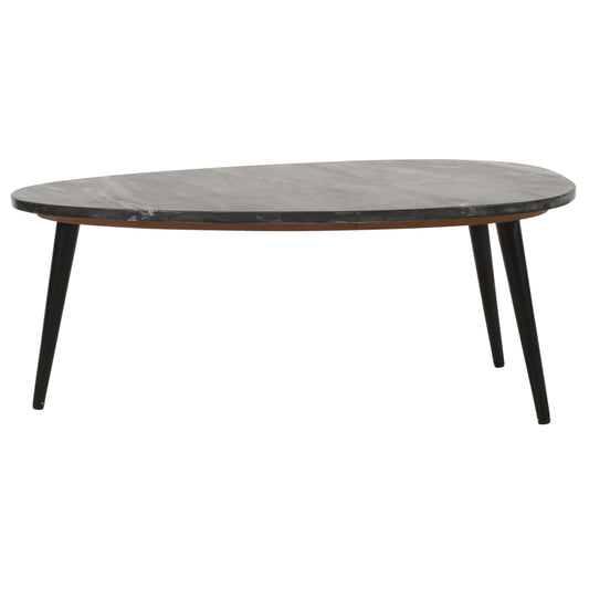 Coffee Table With Black Marble Top & Metal Legs