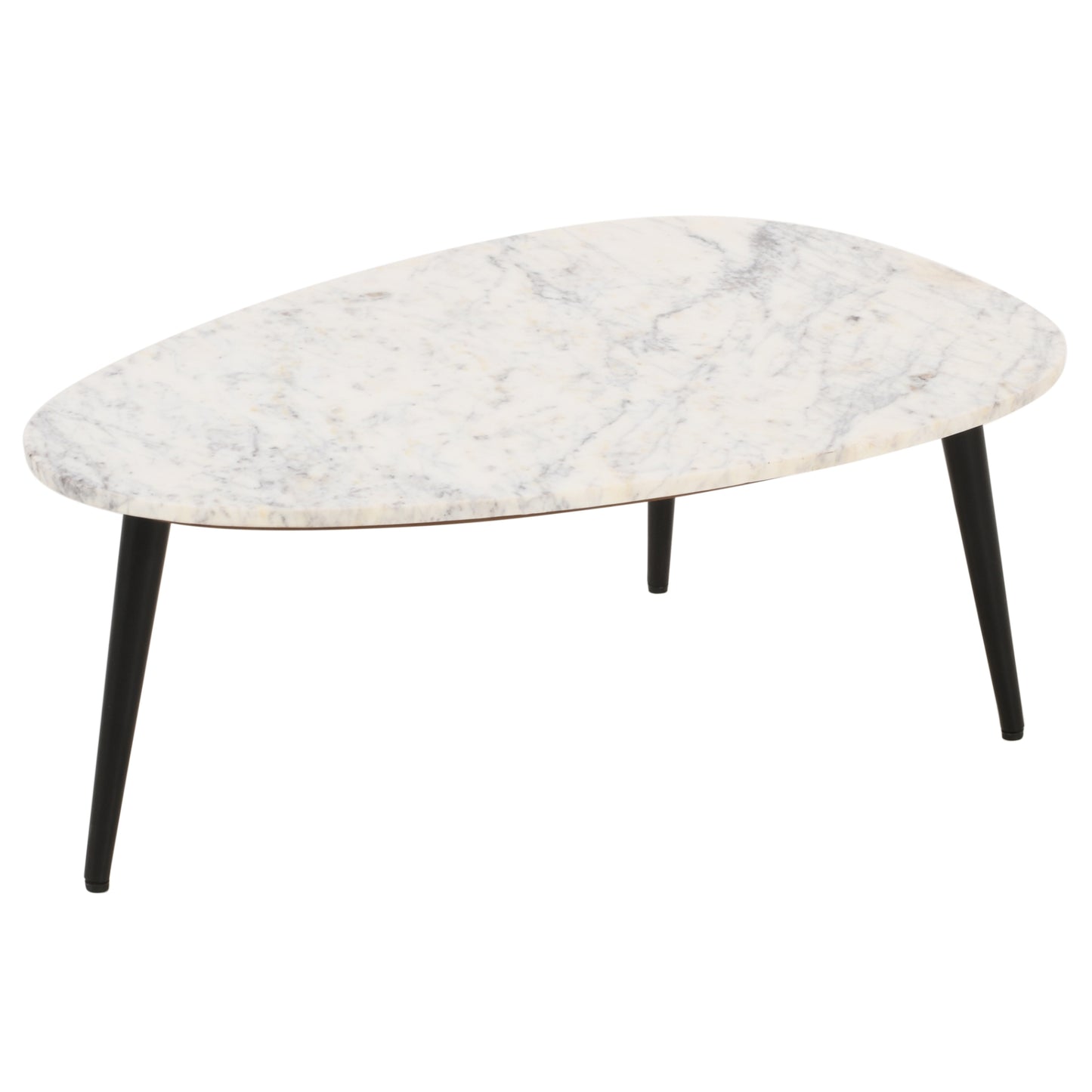 Coffee Table With White Marble Top & Metal Legs