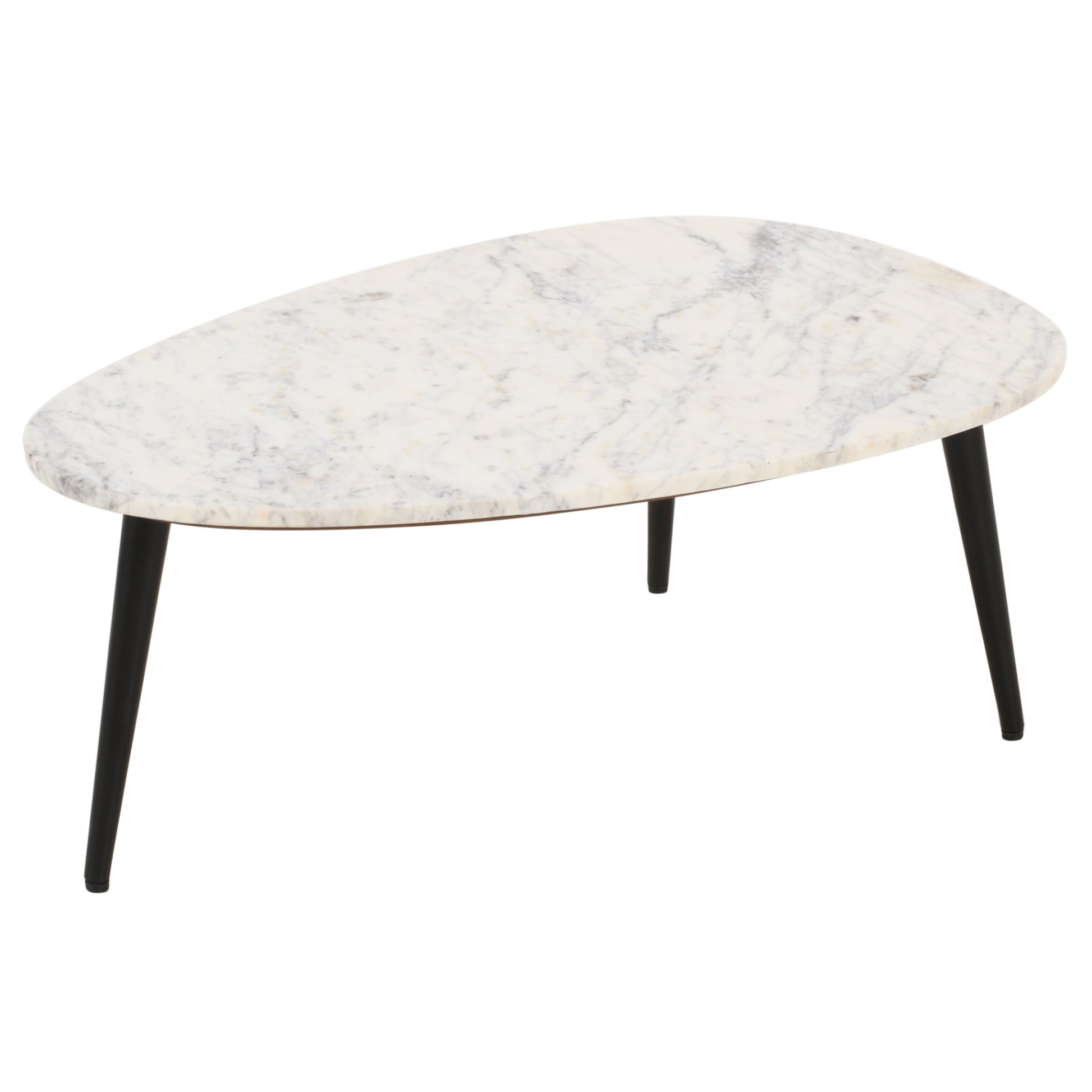 Coffee Table With White Marble Top & Metal Legs