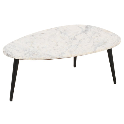 Coffee Table With White Marble Top & Metal Legs